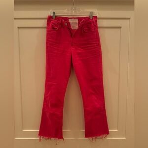 Mother Jeans - Hustler Ankle Fray; Color - Mars Red